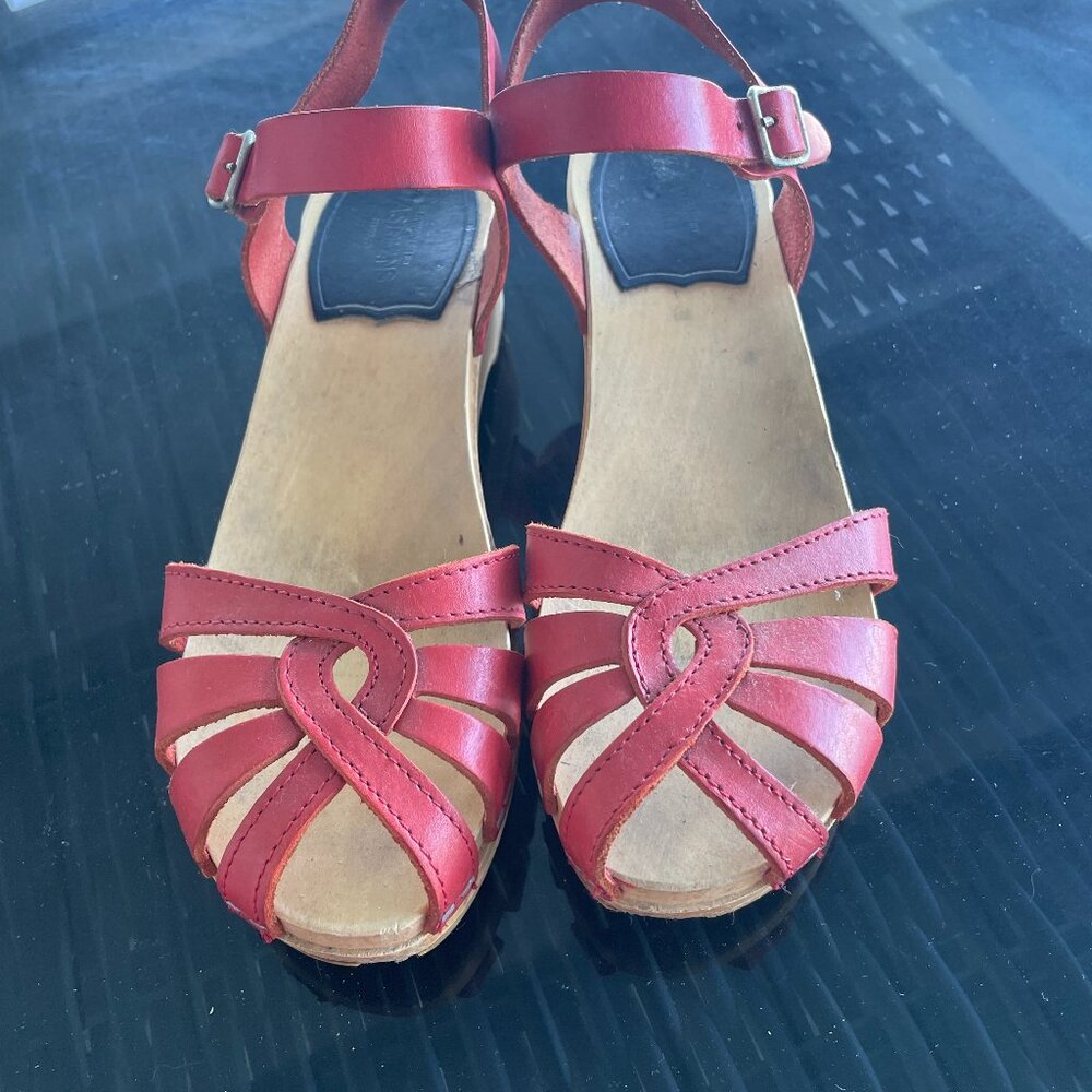 Red Swedish Hasbeens Sandals, Women's Size 7